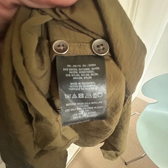 Anthropologie Maeve Olive Roll Up Sleeve Shirt Dress Adjustable Cinch Waist  4 - Picture 5 of 5